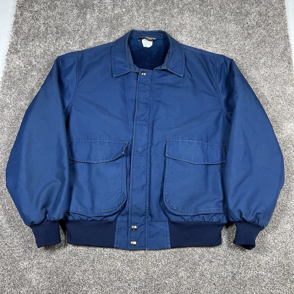 Vintage Sportsmaster Jacket Mens XL Blue Pile Lined Work Hunting Bomber USA Made